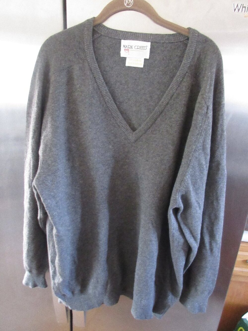 Mark creed vintage mens 100% cashmere vneck gray sweater Scotland rare